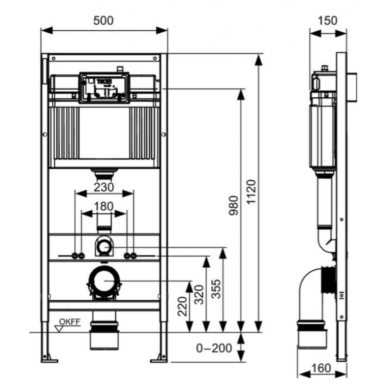 TECEbase Zestaw - stelaż podtynkowy, spłuczka Base z przyciskiem czarny mat, miska LAVITA RIM+ SOFI SLIM biała z deską wolonoopadającą białą kod S005 