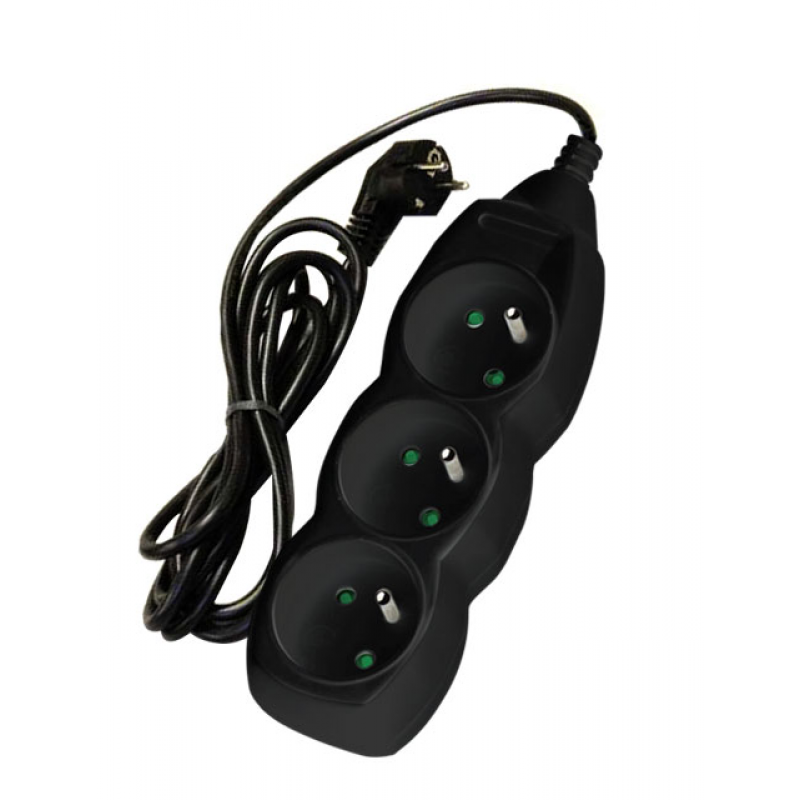 Onnline Przedłużacz z uziemieniem, 3 gniazda, długość 1,5 m, 16A, czarny Kod OPP07