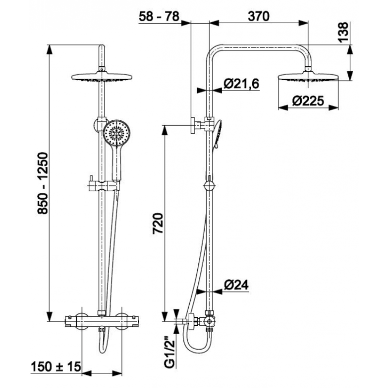 KFA MOZA BLACK Deszczownica z baterią termostatyczną, czarny Kod 5736-910-81 