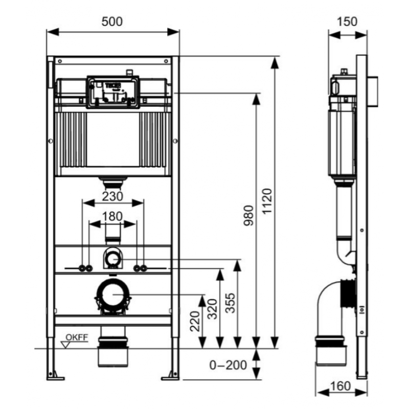 TECEbase Zestaw 3w1- stelaż podtynkowy, spłuczka Base z przyciskiem czarny mat, mata wygłuszająca kod S084 