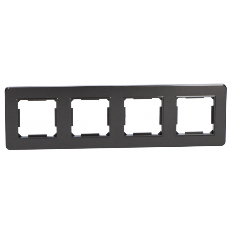 Onnline Gama Ramka poczwórna, plastikowa, kwadratowe otwory montażowe, czarna KOD GAM1004B