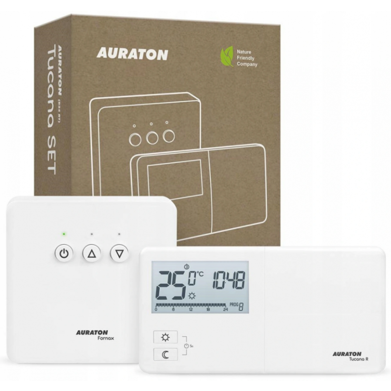 AURATON Tucana SET Tygodniowy regulator temperatury, bezprzewodowy ze sterownikiem urządzenia grzewczego (zestaw) Kod AUR00TUC0SE00 