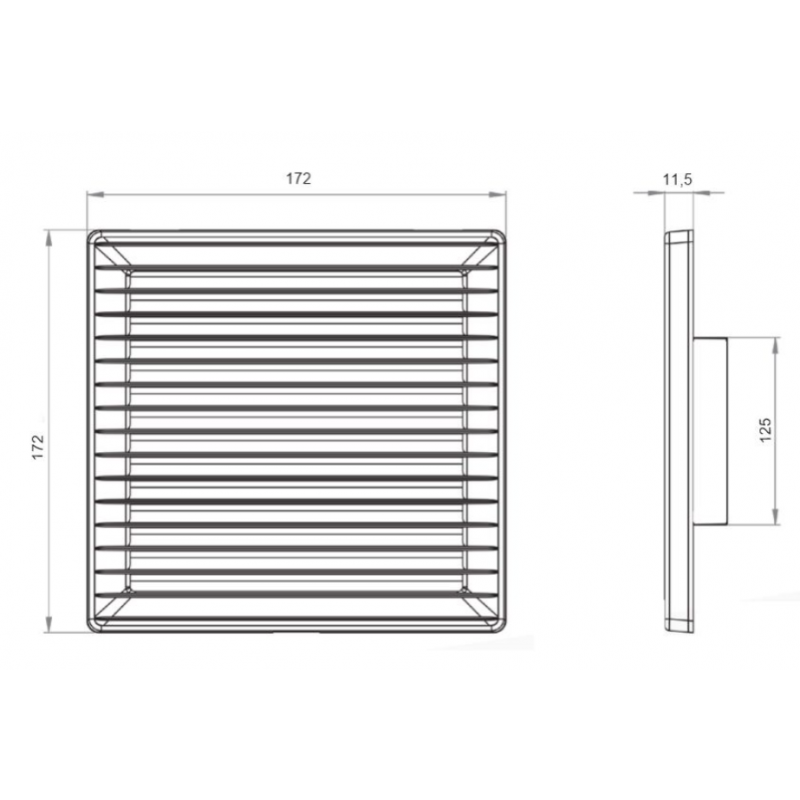 Airroxy Kratka wentylacyjna nadtynkowa skośna z siatką, 170x170mm, średnica 125, brąz kod: 02-254 