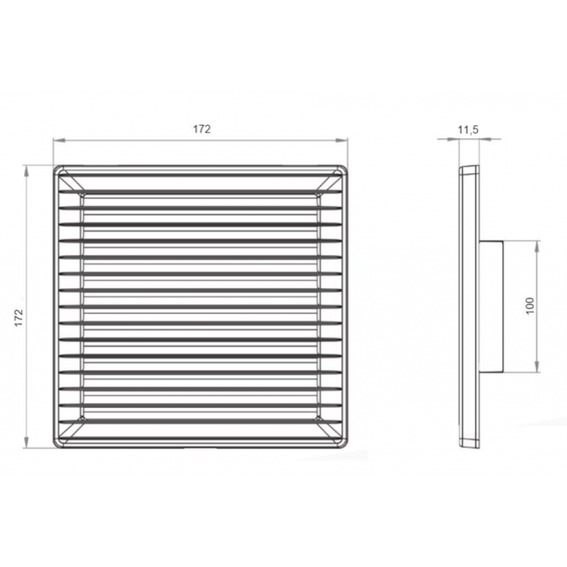 Airroxy Kratka wentylacyjna nadtynkowa skośna z siatką, 170x170mm, średnica 100, brąz kod: 02-255 