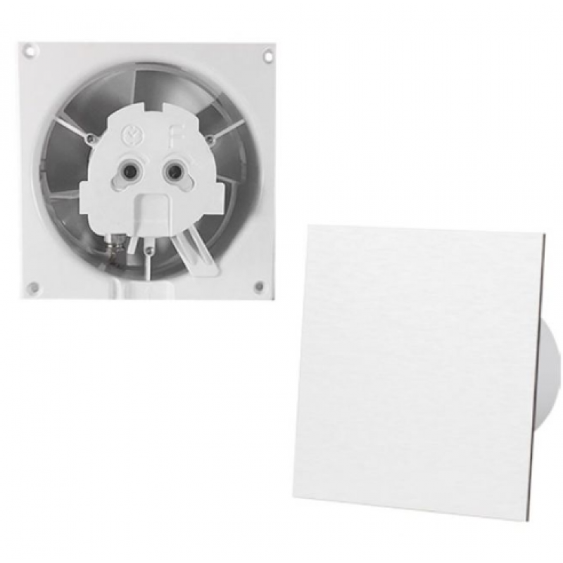 AIRROXY dRim Wentylator domowy ścienno-sufitowy fi 125 łożysko kulkowe, wyłącznik czasowy ze szklanym panelem biały mat Kod 0260