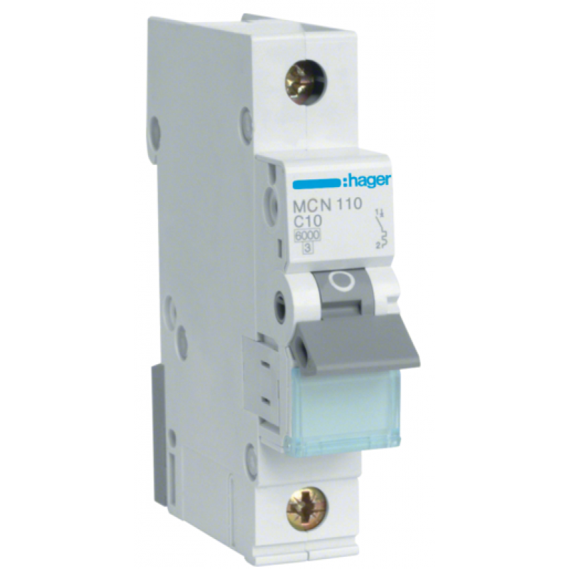 Hager MCB Wyłącznik nadprądowy Icn=6000A 1P C 32A Kod MCN132E