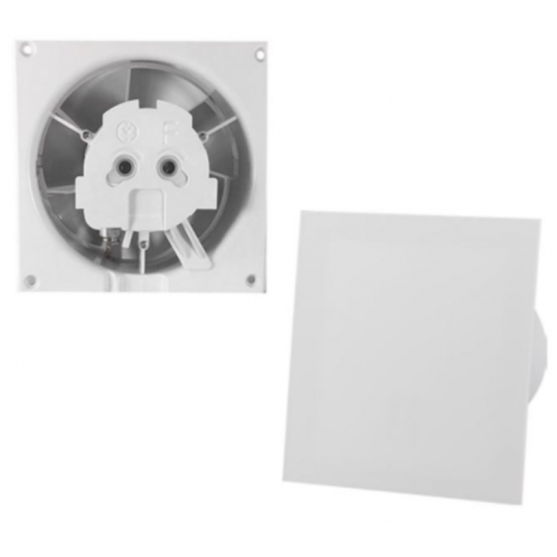 AIRROXY dRim Wentylator domowy ścienno-sufitowy fi 125 łożysko kulkowe Standard ze szklanym panelem plexi biały mat Kod 0250