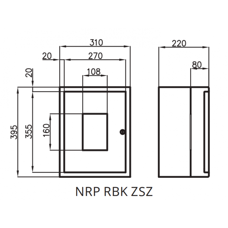 SABAJ Rozdzielnica natynkowa z zamkiem i szybką NRP RBK ZSZ Kod 3-211 