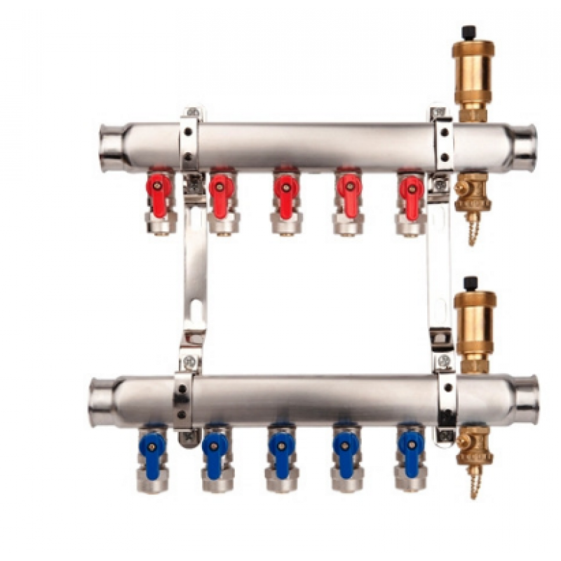 VALVEX K2-9 BASE INOX Zespół rozdzielaczy K2 mini G1-G1/2, 9 obiegów Kod 6084070