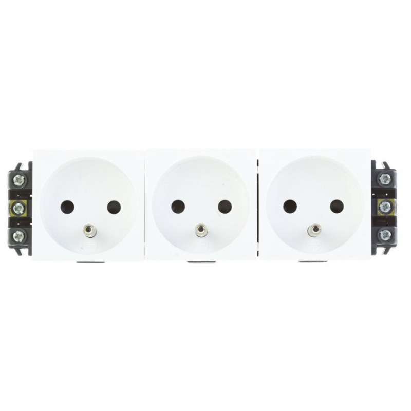 Legrand Mosaic Gniazdo do kanałów DLP 3x2P+Z, z przesłonami, przyłącze śrubowe, 16A-250V, z uziemieniem, białe Kod 077333