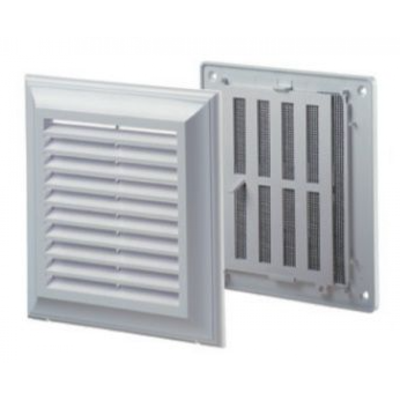 Vents Kratka wentylacyjna z siatką i regulowana żaluzją, bez kołnierza, 140x140mm, biały kod: EL140AUR