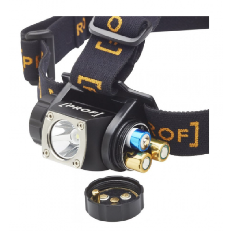 PROF Latarka czołowa/czołówka, 2 różne natężenia (120 i 40 lumenów), funkcja stroboskopu, na baterie 3xAAA KOD 501978269 