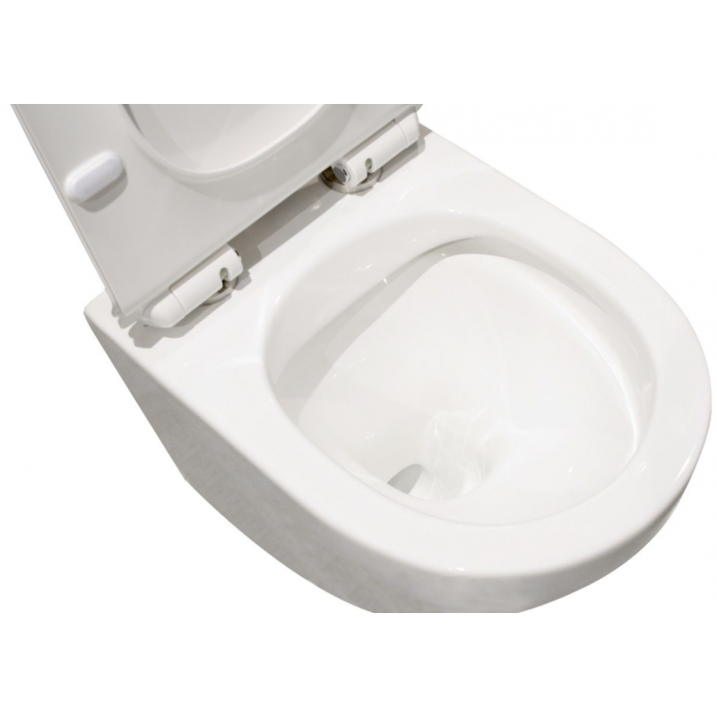Cersanit Zestaw - stelaż podtynkowy do WC z przyciskiem MOVI (chrom), miska LAVITA RIM+ SOFI SLIM z deską sedesową wolonoopadającą białą kod S020 