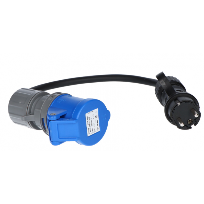 OPAL KAMPER Reduktor kempingowy, wtyczka 230V + 1xOW 3x2,5mm2, przewód 0,5 metra + 1x gniazdo przenośne 16A/3P KODF7.0122