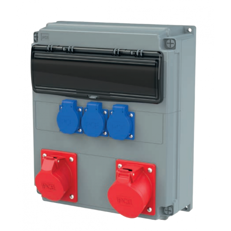 PCE OPOLE Rozdzielnica stacjonarna, 1x32A/5P 400V, 1x16A/5P 400V, 3xGS 16A 230V,z zabezpieczeniami KOD: 909110006W