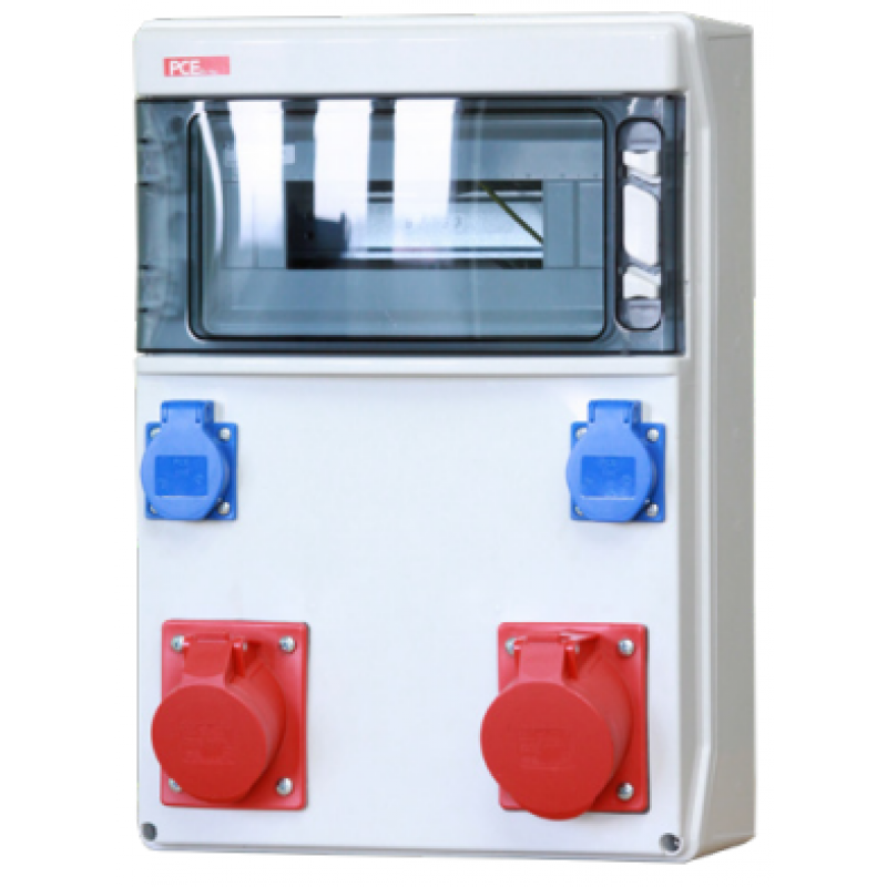 PCE STAR Rozdzielnica stacjonarna, wejście M25, wyjście 1x32A CEE 400V 5p, 1x16A CEE 400V 5p, 2xGS 16A 250V, IP54 KOD: 9016830W