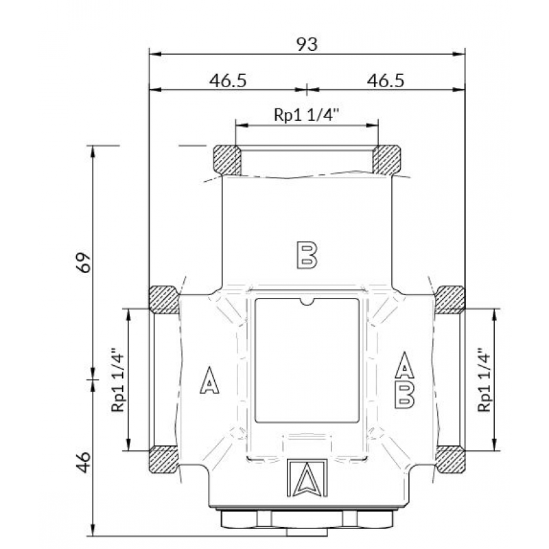 Afriso Zawór temperaturowy ATV 553, DN32, Rp 1 1/4 cala, KVS 9, 45 ST.C kod 1655310 