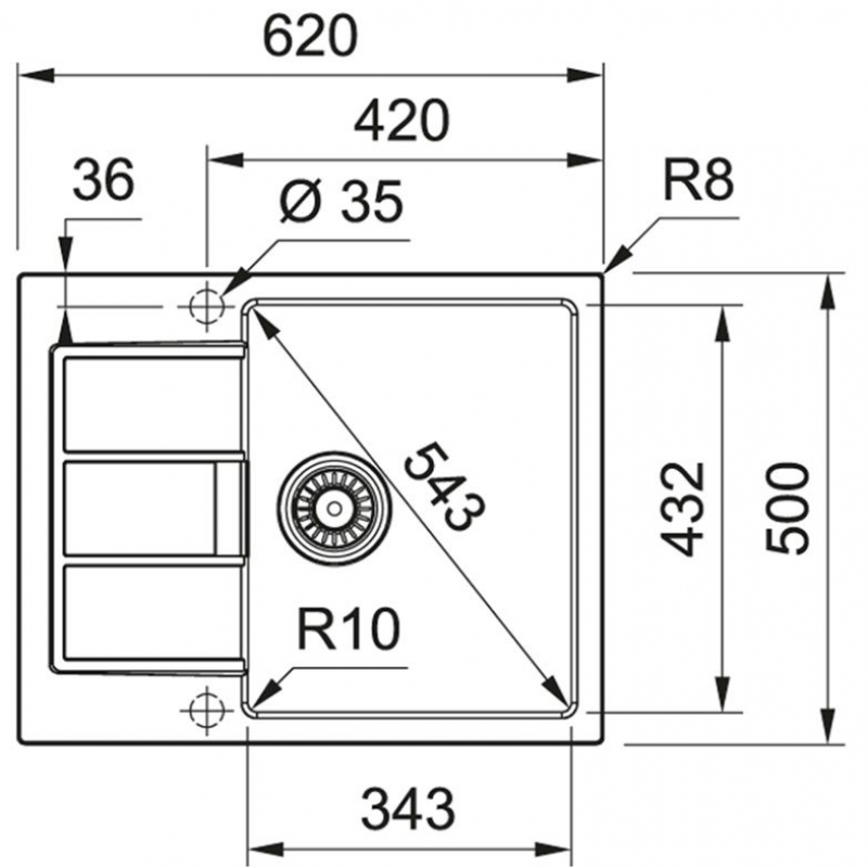 Franke Sirius 2.0 S2D 611-62 Zlewozmywak 1-komorowy, materiał Tectonite, kolor Onyx KOD 143.0618.665 