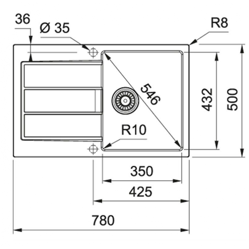 Franke Sirius 2.0 S2D 611-78 Zlewozmywak 1-komorowy, materiał Tectonite, kolor Onyx KOD 143.0612.629 