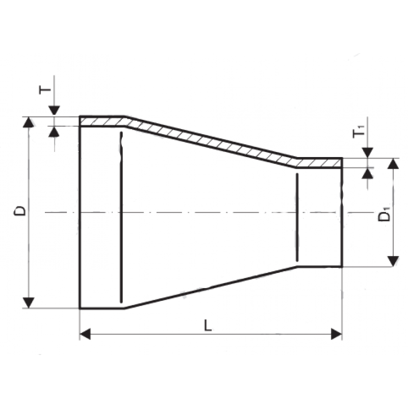 Tasta Zwężka symetryczna 48.3x2.6 / 33.7x2.6 mm, DN 40 - DN 25, do wspawania, stalowa Kod: ZS40/25 