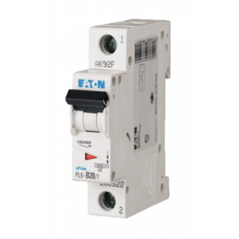Eaton PL6-D20/1 6kA Wyłącznik nadprądowy, 1 biegunowy Kod 286546