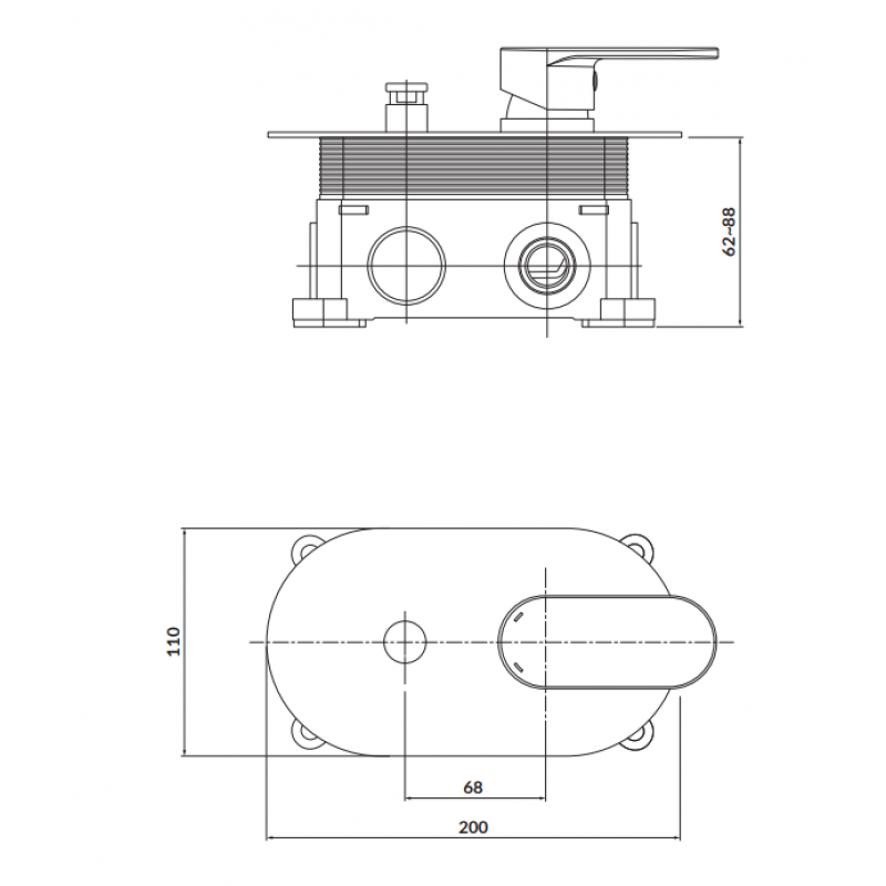 CERSANIT CERA Bateria wannowo - natryskowa, podtynkowa, czarna, z boksem Kod S951-322 