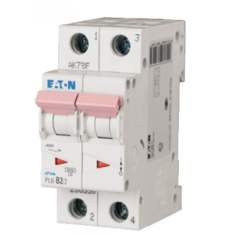 Eaton PL6-C2/2 6kA  Wyłącznik nadprądowy, 2 biegunowy Kod 286562