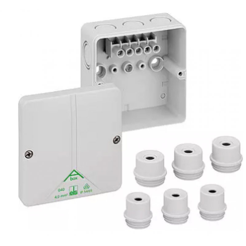 Spelsberg Puszka natynkowa z listwą, ABOX 040, 93x93x55, IP65, szara (zacisk śrubowy,5 bieg.) Kod 80440701