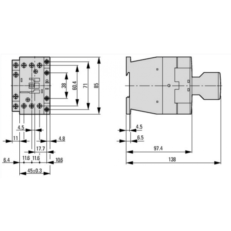 EATON Stycznik mocy DILM38-10-EA(RDC24), 3 bieguny, 3NO, 1NO, 38A, 18,5kW KOD 190006 