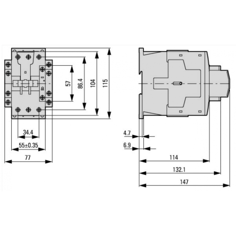 EATON Stycznik mocy DILM95-EA(RDC24), 3 bieguny, 3NO, 95A, 45kW KOD 189924 