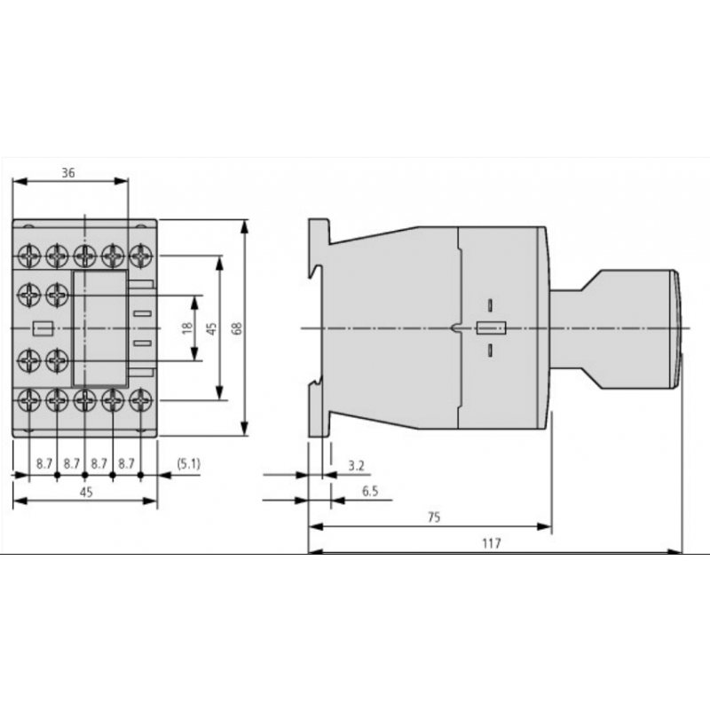 EATON Stycznik mocy DILM15-01-EA(24VDC), 3 bieguny, 3NO, 1NC, 15,5A, 7,5kW KOD 189908 