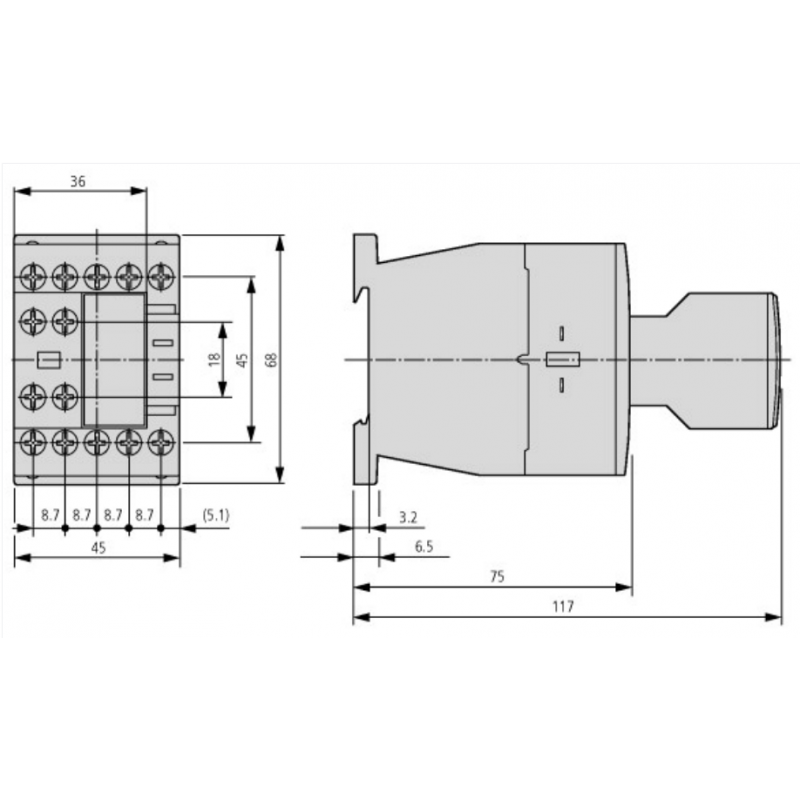 EATON Stycznik mocy DILM7-21(230V50HZ,240V60HZ), 3 bieguny, 3NO, 2NO+21NC,7A, 3kW KOD 276620 