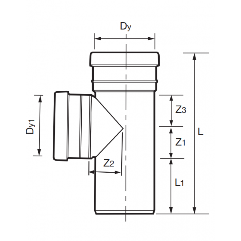Wavin Trójnik PVC 160x160x160/87 stopni, SN4, kl. N, z uszczelką dwuwargową Kod 3032712 