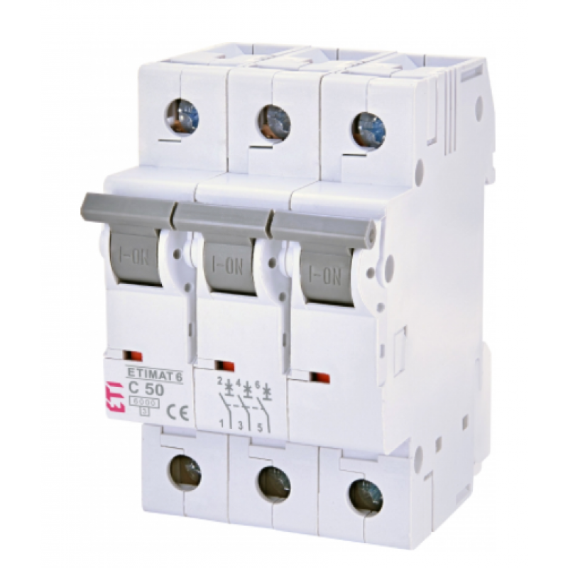 ETI ETIMAT 6 Wyłącznik nadprądowy 3-biegunowy, 6kA, 50A, C50 Kod 002145521
