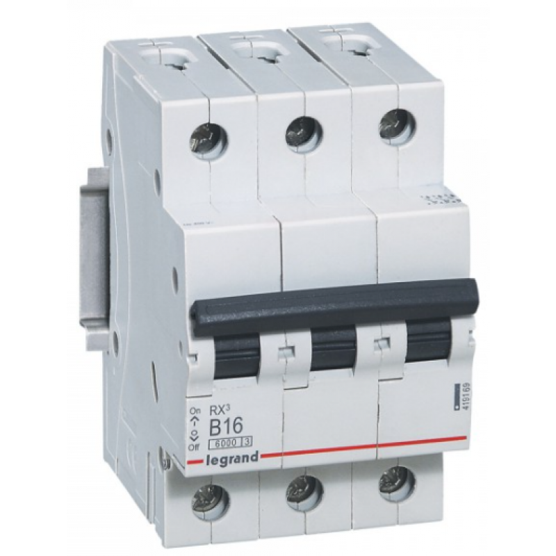 Legrand Wyłącznik nadprądowy RX3 3P B 16A 6000A Kod 419169