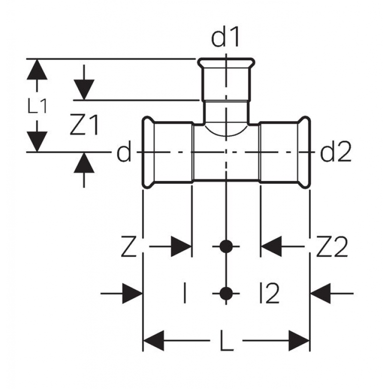 Geberit Mapress C-Stahl Trójnik redukcyjny 88,9x35x88,9 Kod 21238 