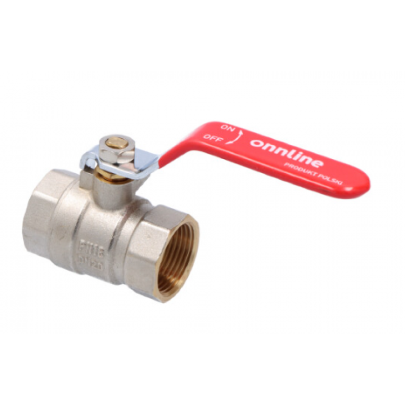 Onnline Zawór kulowy, 1 cal, niklowany z dławikiem, z dźwignią stalową, GW/GW Kod 1474800