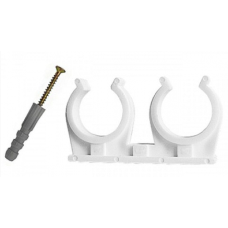 Aquer Uchwyt podwójny fi 15 otwarte z kołkiem Kod 9801F15-01