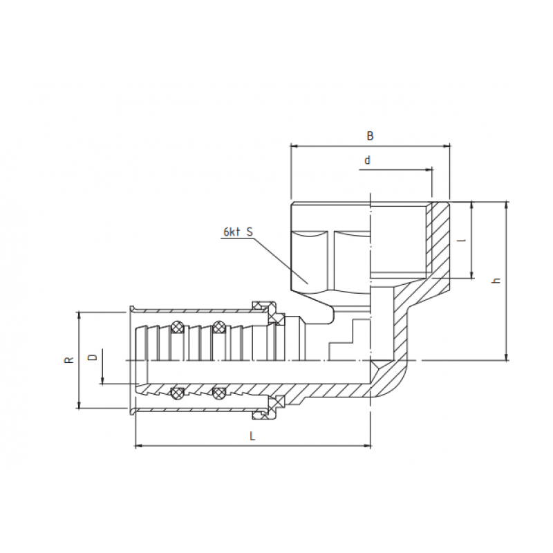 Perfexim 735 Kolano zaprasowywane GW 16x1/2cala [62-735-1615-000] Kod A735-1612 