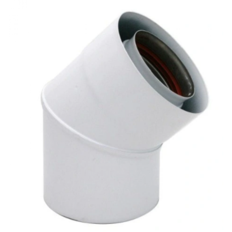 Spiroflex kolano spalinowe 45° fi 80/125, dwuścienne białe, kolano kominowe SX-TD80/125K45B