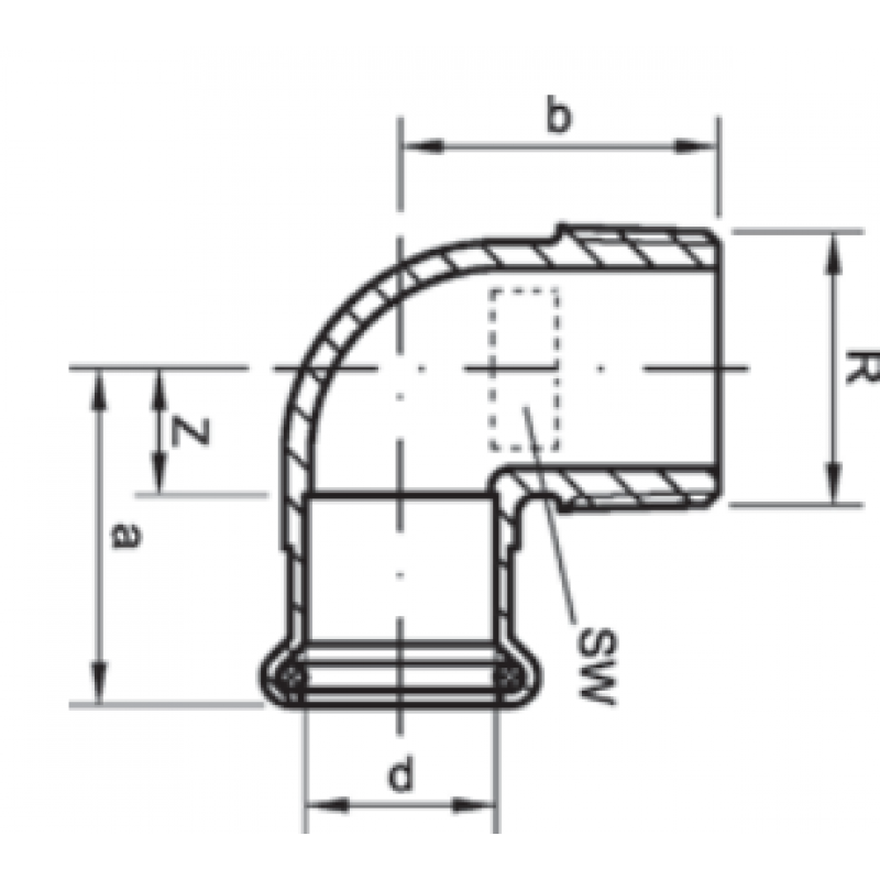 Sanha Press Gas Kolano 90 stopni ZW 15 x GZ 1/2 cala KOD 1110921512 
