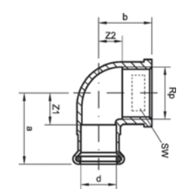 Sanha Press Gas Kolano 90 stopni ZW 18 x GW 1/2 cala KOD 1110901812 