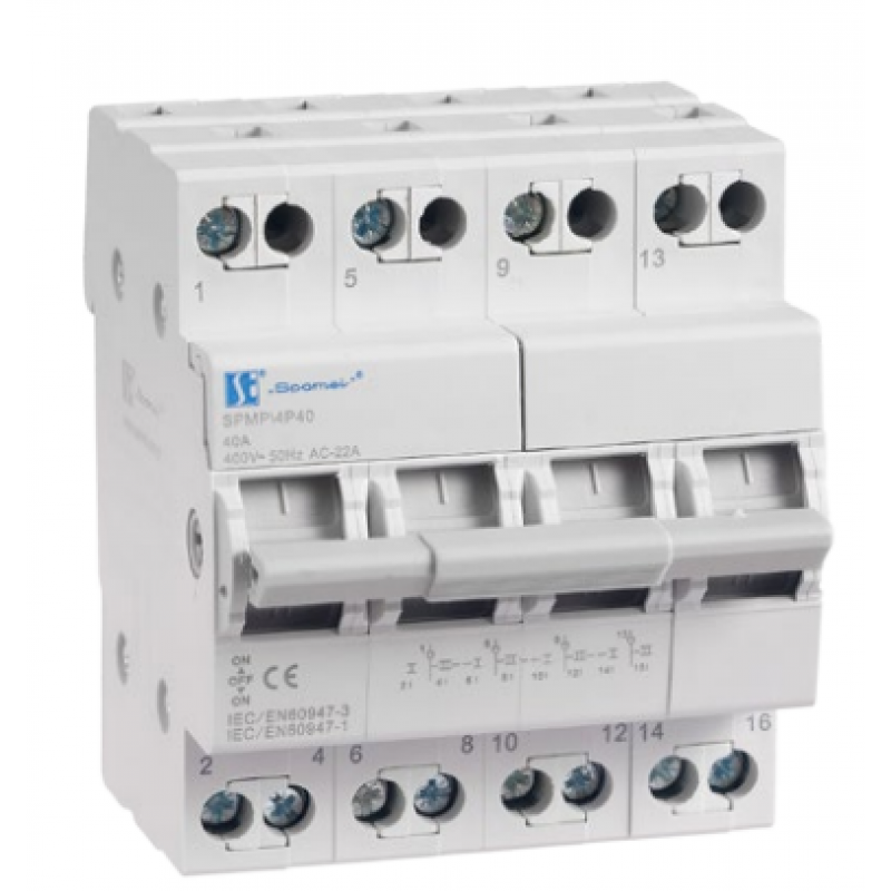 Spamel Modułowy przełącznik sieć-agregat, 4 polowy, SPMP-4P40 KOD SPMP-4P40