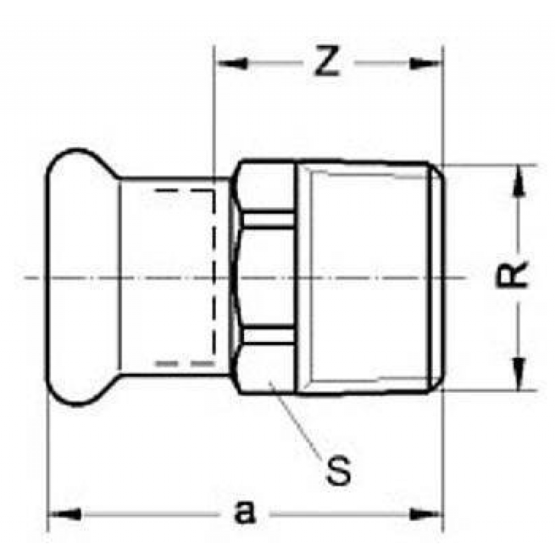 Sanha Press Gas Nypel przejściowy ZW 28mm x GZ 1 cal KOD 111243281 