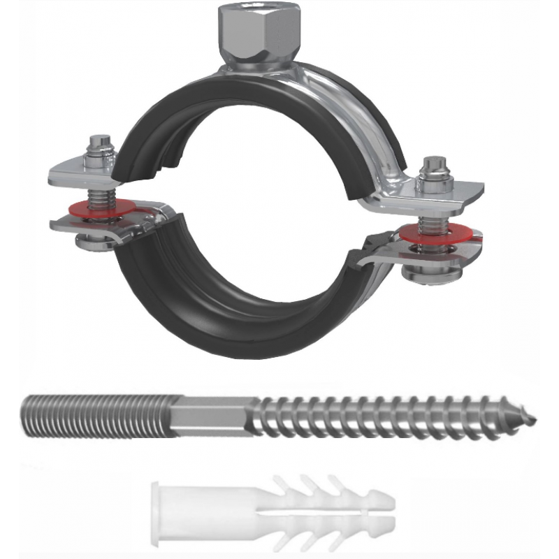 M.C. Good Work Obejma pojedyncza z wkładką tłumiącą, 1 1/2 cala, rozmiar 48-53mm, nakrętka M8 (opakowanie 50 sztuk) KOD UCHG-11/2