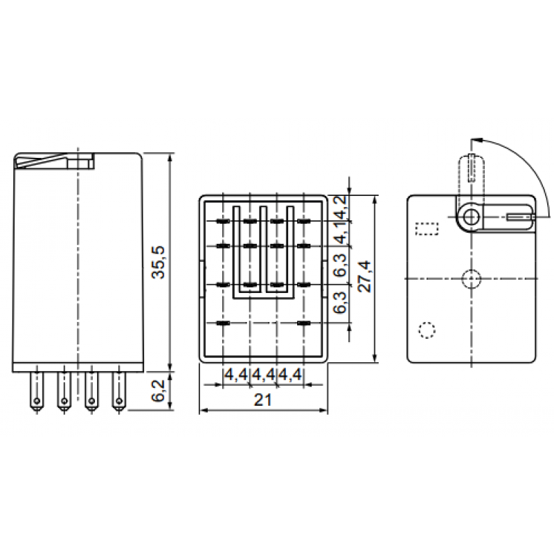 RELPOL Przekaźnik przemysłowy, elektromagnetyczny R4N-2014-23-5110-WT styki 4P, obciążenie max 6A/230VAC, cewka 110VAC, WT Kod 860630 