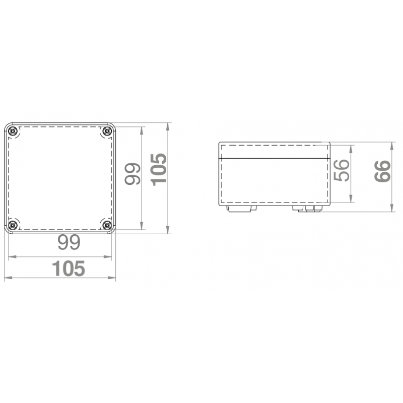 Elektro Plast Nasielsk Puszka natynkowa INDUSTRIAL 105x105x66 mm, IP65 , szara KOD 2701-00 