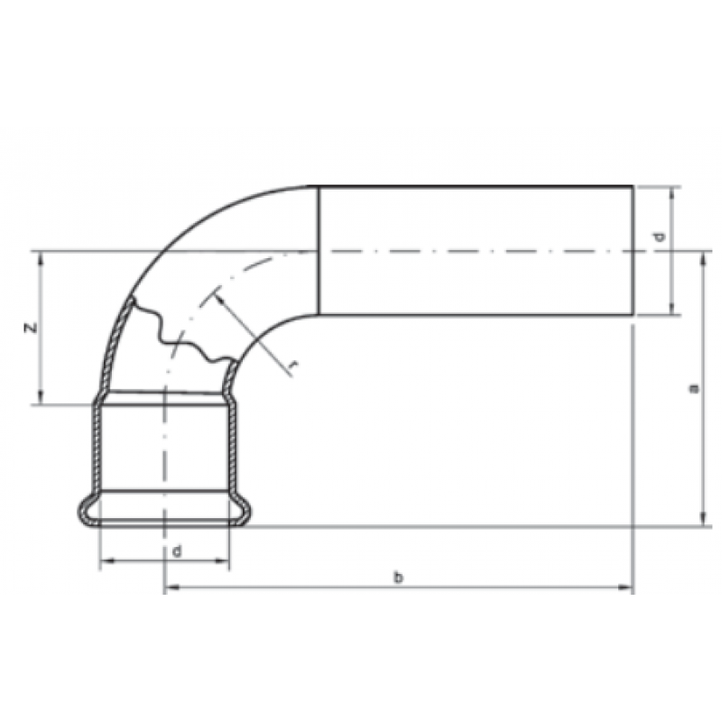 Sanha Press Gas Łuk nyplowy 90 stopni ZWxZZ 18mm KOD 110001A18 