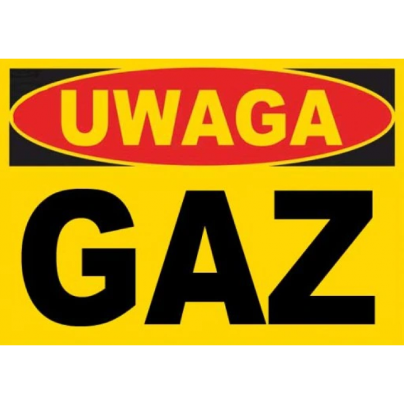 Trytyt Budowlana tablica ostrzegawcza UWAGA GAZ KOD BTO-12