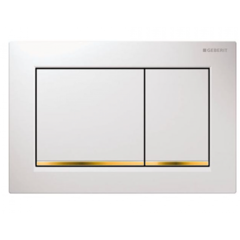 Geberit Omega 30 Przycisk uruchamiający przedni/górny do spłukiwania dwudzielnego , kolor biało-złoty Kod 115.080.KK.1